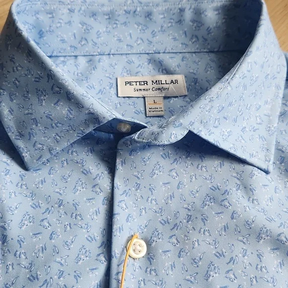 Peter Millar Feeling Koi Performance Shirt in Cottage Blue - Picture 10 of 11
